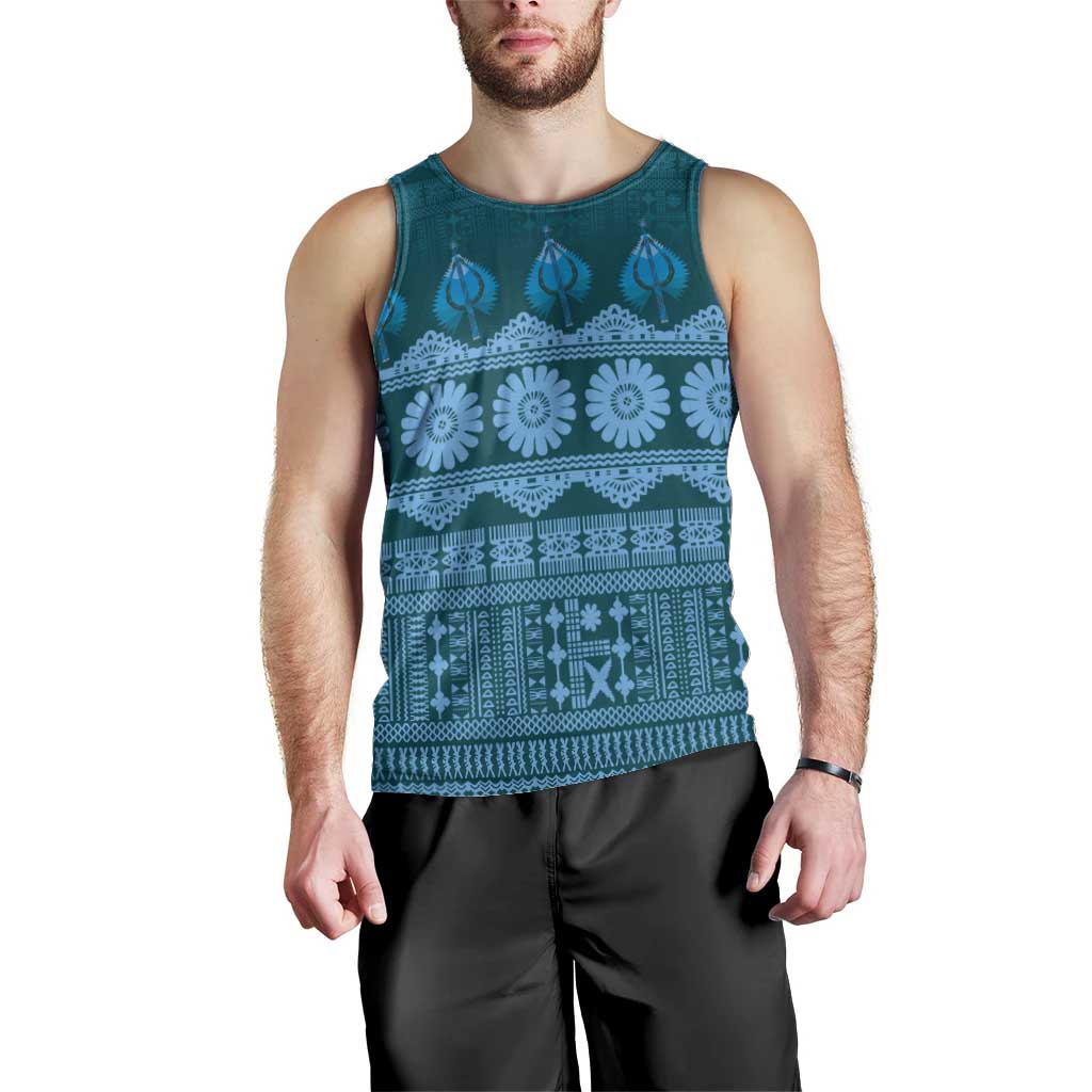 Bula Fiji Iri ni Meke Men Tank Top Karakarawa Fijian Masi LT14 - Polynesian Pride
