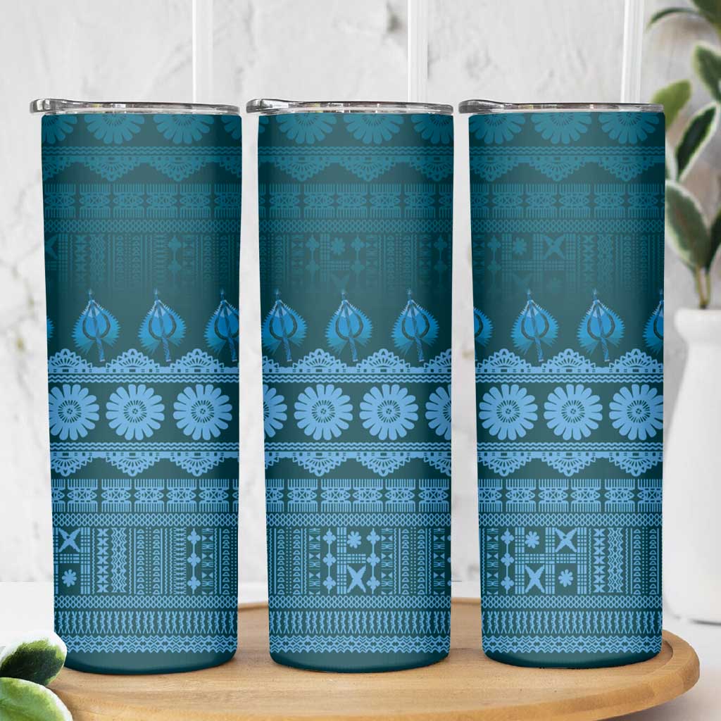 Bula Fiji Iri ni Meke Skinny Tumbler Karakarawa Fijian Masi LT14 - Polynesian Pride