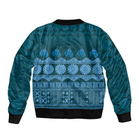 Bula Fiji Iri ni Meke Sleeve Zip Bomber Jacket Karakarawa Fijian Masi - Polynesian Pride