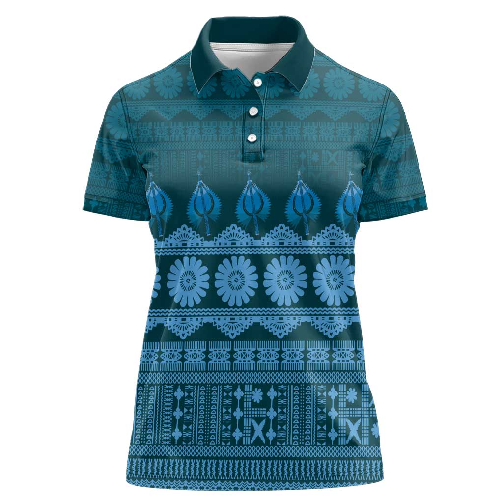 Bula Fiji Iri ni Meke Women Polo Shirt Karakarawa Fijian Masi - Polynesian Pride