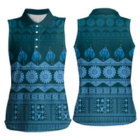 Bula Fiji Iri ni Meke Women Sleeveless Polo Shirt Karakarawa Fijian Masi LT14 - Polynesian Pride