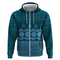 Bula Fiji Iri ni Meke Zip Hoodie Karakarawa Fijian Masi LT14 Zip Hoodie Blue - Polynesian Pride