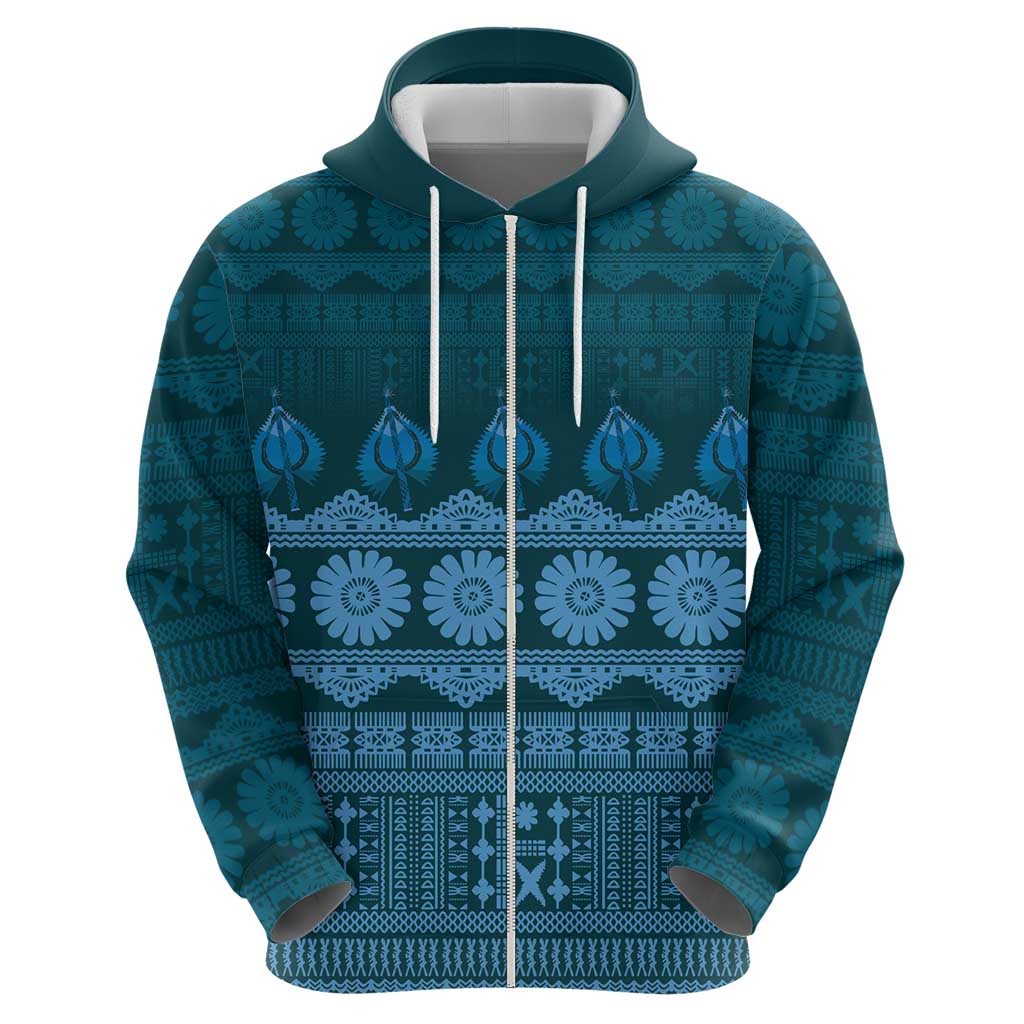 Bula Fiji Iri ni Meke Zip Hoodie Karakarawa Fijian Masi LT14 - Polynesian Pride