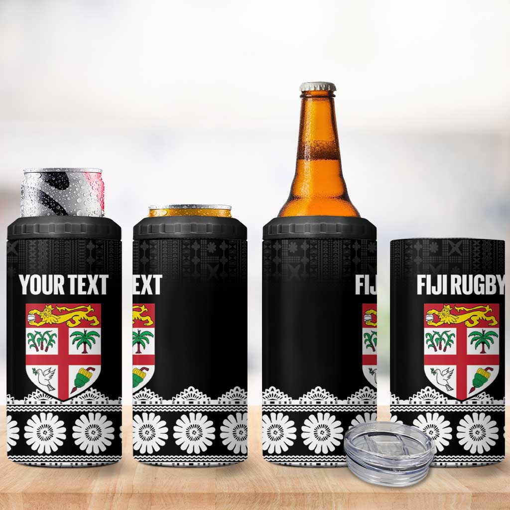 Fiji Tapa Rugby Custom 4 in 1 Can Cooler Tumbler Go Fijiana LT14 - Polynesian Pride