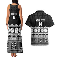 Fiji Tapa Rugby Custom Couples Matching Tank Maxi Dress and Hawaiian Shirt Go Fijiana LT14 - Polynesian Pride