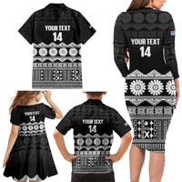 Fiji Tapa Rugby Custom Family Matching Long Sleeve Bodycon Dress and Hawaiian Shirt Go Fijiana LT14 - Polynesian Pride