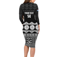 Fiji Tapa Rugby Custom Family Matching Long Sleeve Bodycon Dress and Hawaiian Shirt Go Fijiana LT14 - Polynesian Pride