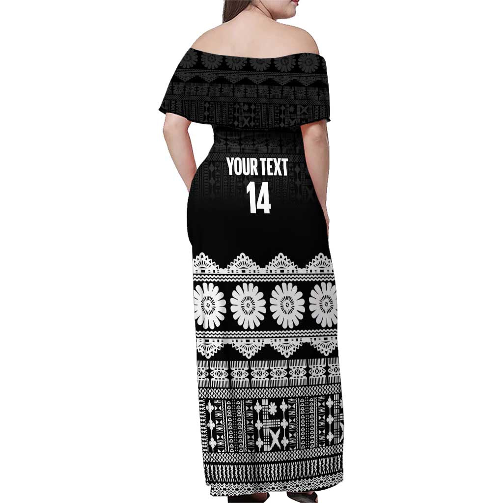 Fiji Tapa Rugby Custom Family Matching Off Shoulder Maxi Dress and Hawaiian Shirt Go Fijiana LT14 - Polynesian Pride