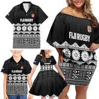 Fiji Tapa Rugby Custom Family Matching Off Shoulder Short Dress and Hawaiian Shirt Go Fijiana LT14 - Polynesian Pride