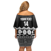 Fiji Tapa Rugby Custom Family Matching Off Shoulder Short Dress and Hawaiian Shirt Go Fijiana LT14 - Polynesian Pride