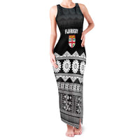 Fiji Tapa Rugby Custom Family Matching Tank Maxi Dress and Hawaiian Shirt Go Fijiana LT14 Mom's Dress Black - Polynesian Pride