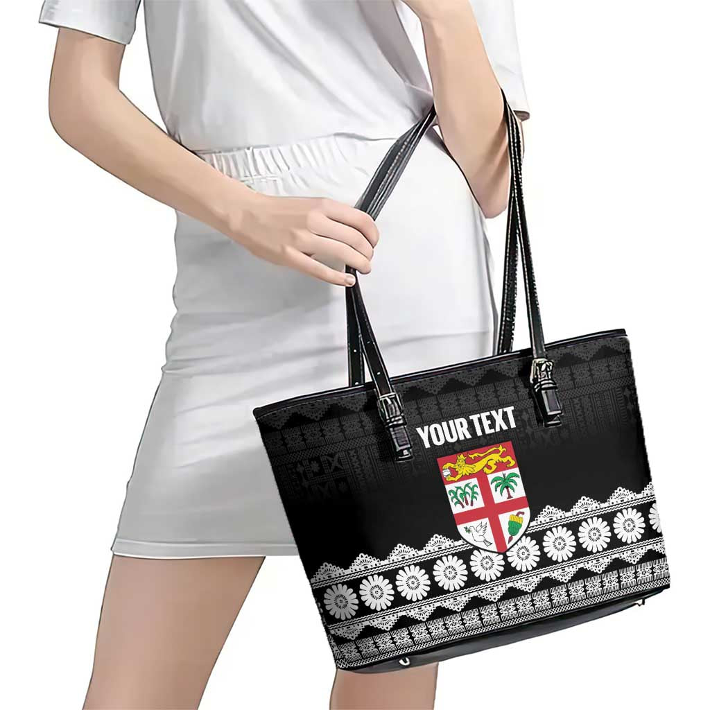 Fiji Tapa Rugby Custom Leather Tote Bag Go Fijiana - Polynesian Pride