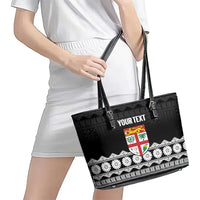 Fiji Tapa Rugby Custom Leather Tote Bag Go Fijiana - Polynesian Pride