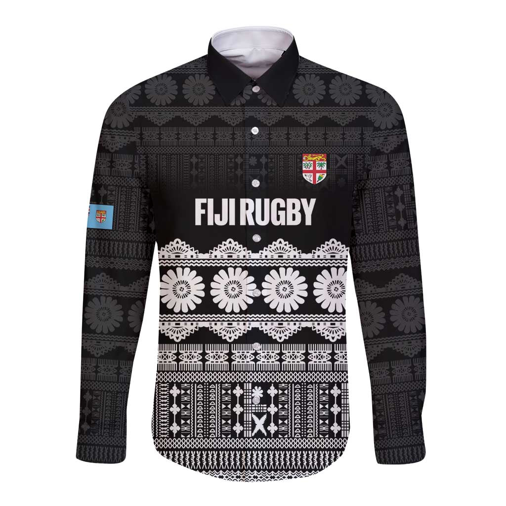 Fiji Tapa Rugby Custom Long Sleeve Button Shirt Go Fijiana - Polynesian Pride