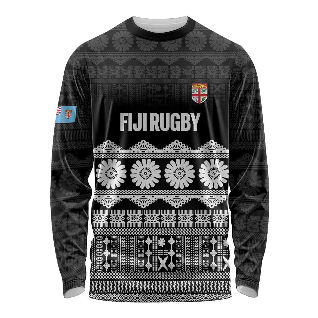 Fiji Tapa Rugby Custom Long Sleeve Shirt Go Fijiana - Polynesian Pride