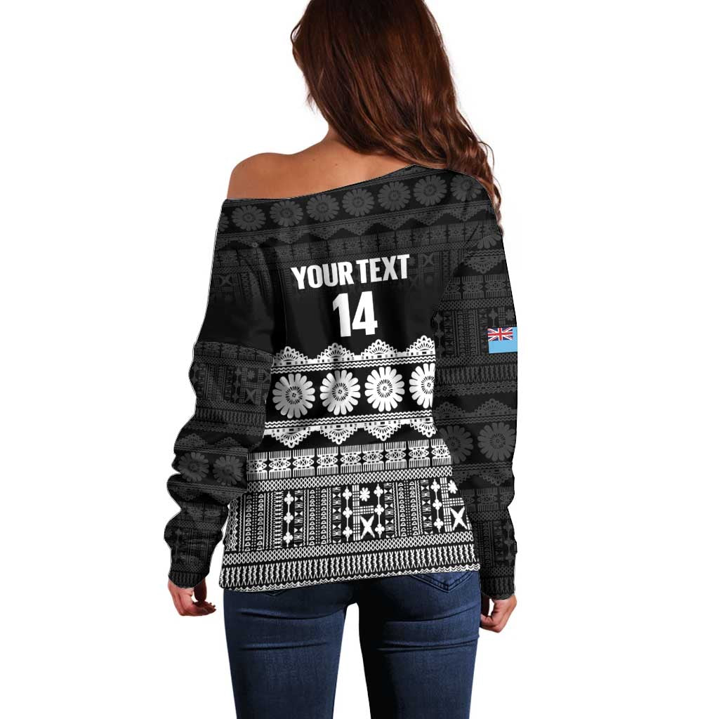 Fiji Tapa Rugby Custom Off Shoulder Sweater Go Fijiana - Polynesian Pride