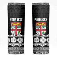 Fiji Tapa Rugby Custom Skinny Tumbler Go Fijiana LT14 Black - Polynesian Pride