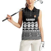 Fiji Tapa Rugby Custom Women Sleeveless Polo Shirt Go Fijiana LT14 - Polynesian Pride