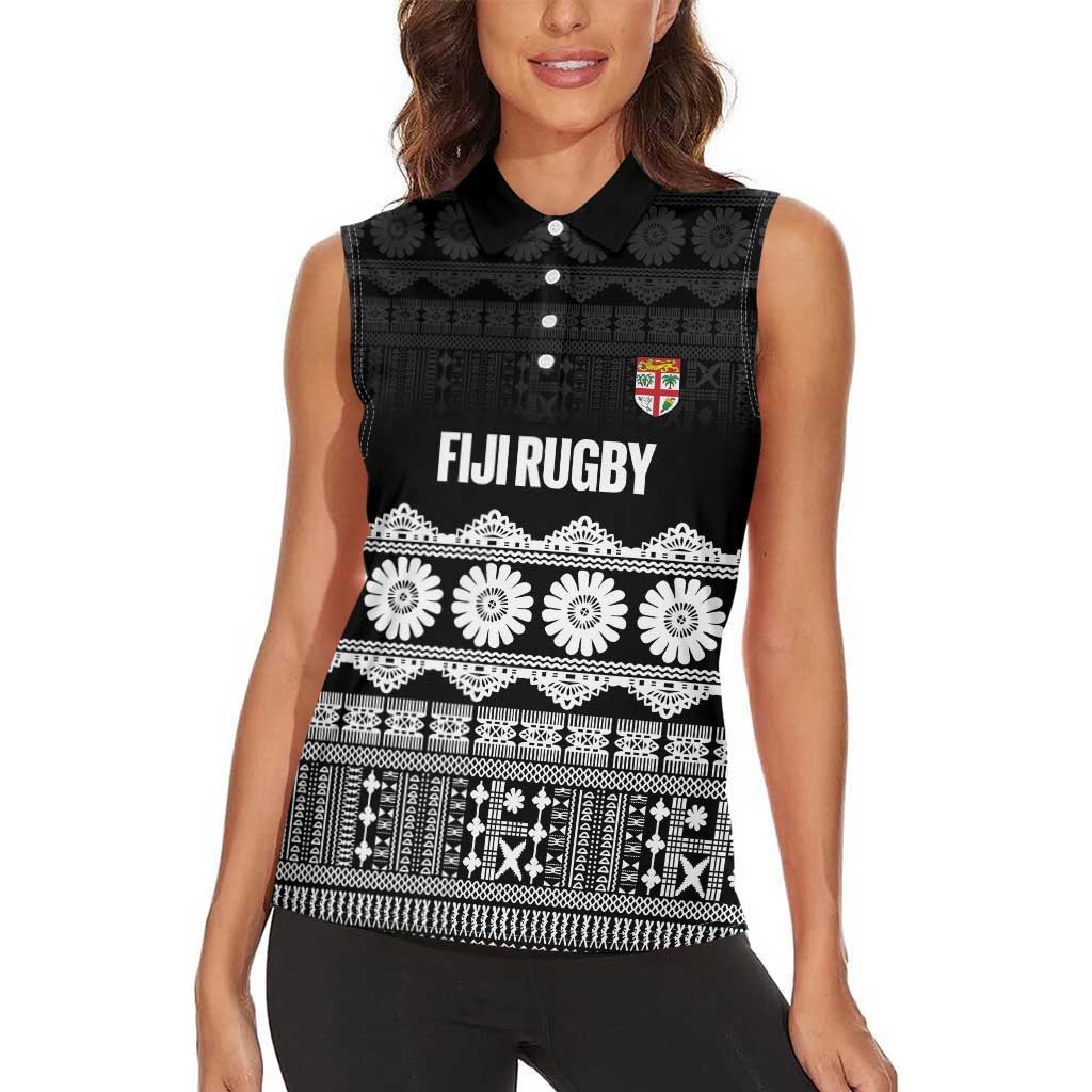 Fiji Tapa Rugby Custom Women Sleeveless Polo Shirt Go Fijiana LT14 - Polynesian Pride