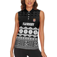 Fiji Tapa Rugby Custom Women Sleeveless Polo Shirt Go Fijiana LT14 - Polynesian Pride
