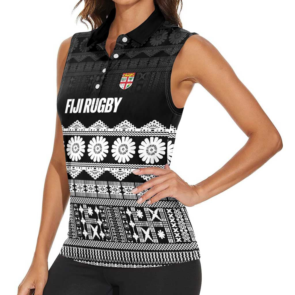 Fiji Tapa Rugby Custom Women Sleeveless Polo Shirt Go Fijiana LT14 - Polynesian Pride