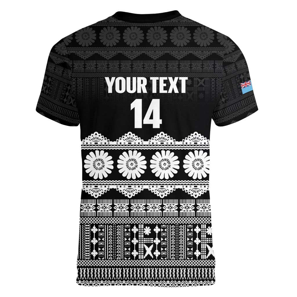 Fiji Tapa Rugby Custom Women V-Neck T-Shirt Go Fijiana LT14 - Polynesian Pride