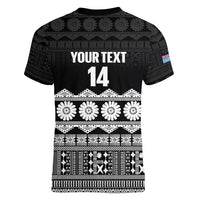 Fiji Tapa Rugby Custom Women V-Neck T-Shirt Go Fijiana LT14 - Polynesian Pride