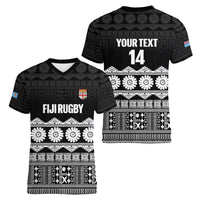 Fiji Tapa Rugby Custom Women V-Neck T-Shirt Go Fijiana LT14 - Polynesian Pride