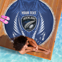 Auckland 2026 Rugby Custom Beach Blanket NZ Maori Silver Fern