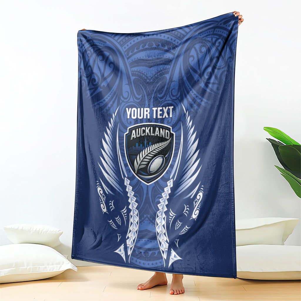 Auckland 2026 Rugby Custom Blanket NZ Maori Silver Fern