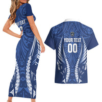 Auckland 2026 Rugby Custom Couples Matching Short Sleeve Bodycon Dress and Hawaiian Shirt NZ Maori Silver Fern LT14 - Polynesian Pride