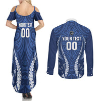 Auckland 2026 Rugby Custom Couples Matching Summer Maxi Dress and Long Sleeve Button Shirt NZ Maori Silver Fern LT14 - Polynesian Pride