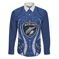 Auckland 2026 Rugby Custom Family Matching Long Sleeve Bodycon Dress and Hawaiian Shirt NZ Maori Silver Fern LT14 Dad's Shirt - Long Sleeve Blue - Polynesian Pride