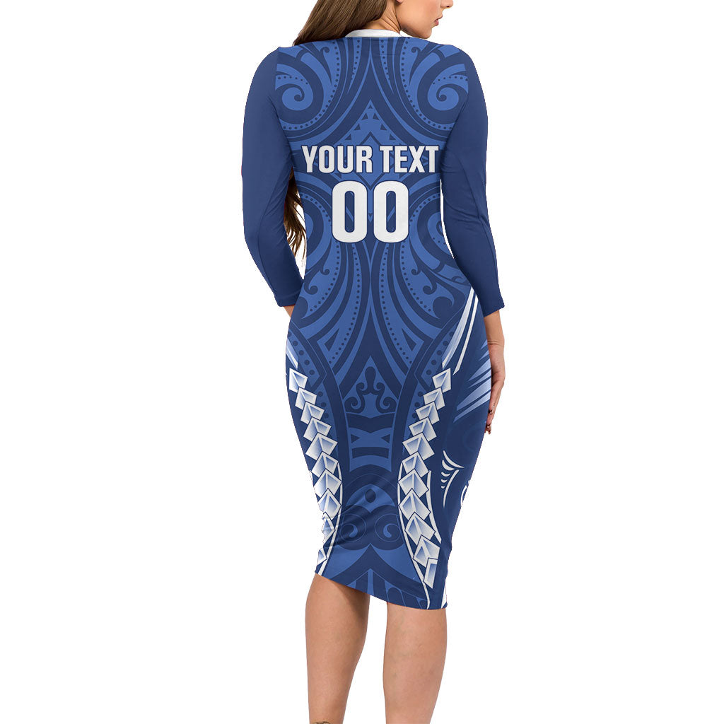 Auckland 2026 Rugby Custom Family Matching Long Sleeve Bodycon Dress and Hawaiian Shirt NZ Maori Silver Fern LT14 - Polynesian Pride