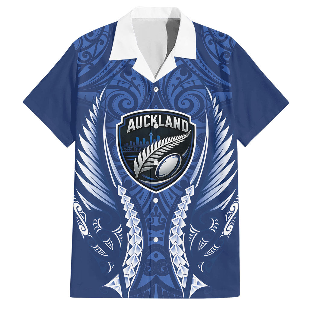 Auckland 2026 Rugby Custom Hawaiian Shirt NZ Maori Silver Fern LT14 Blue - Polynesian Pride