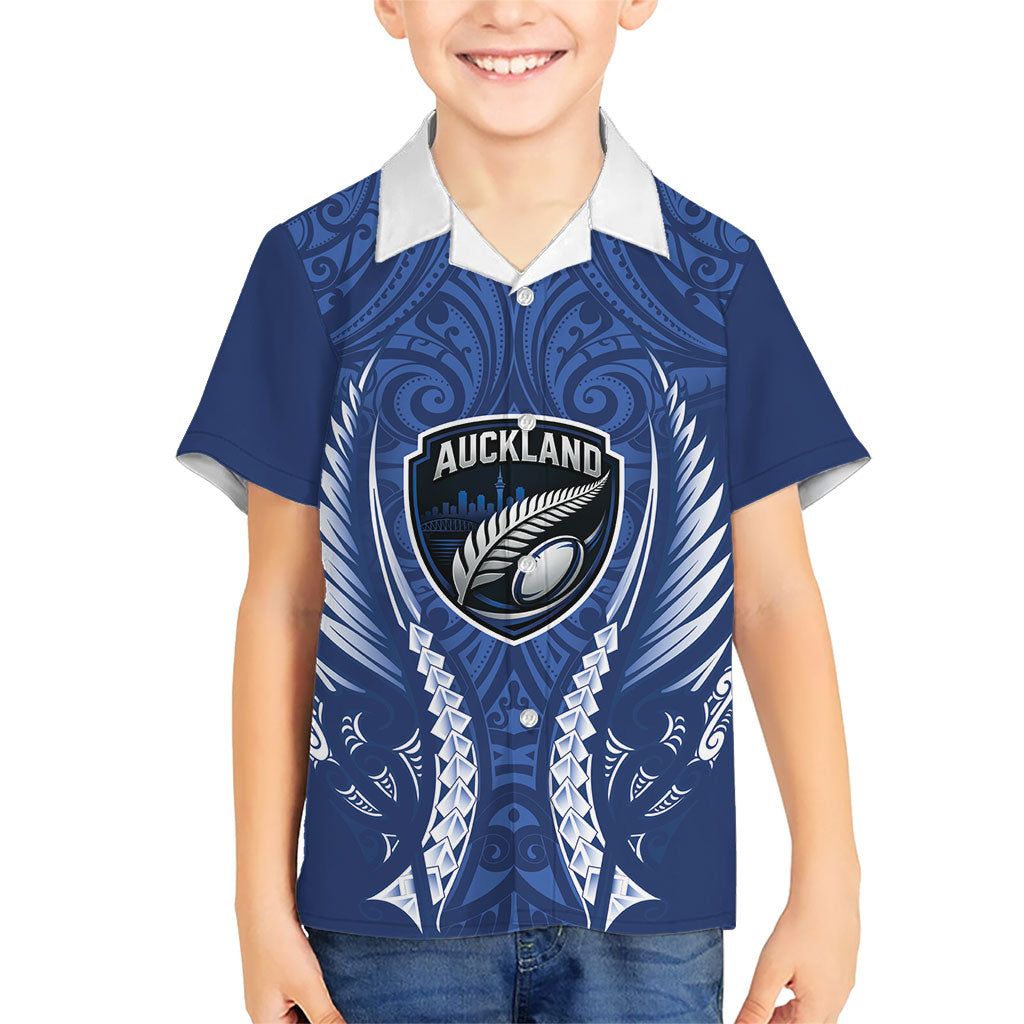 Auckland 2026 Rugby Custom Kid Hawaiian Shirt NZ Maori Silver Fern