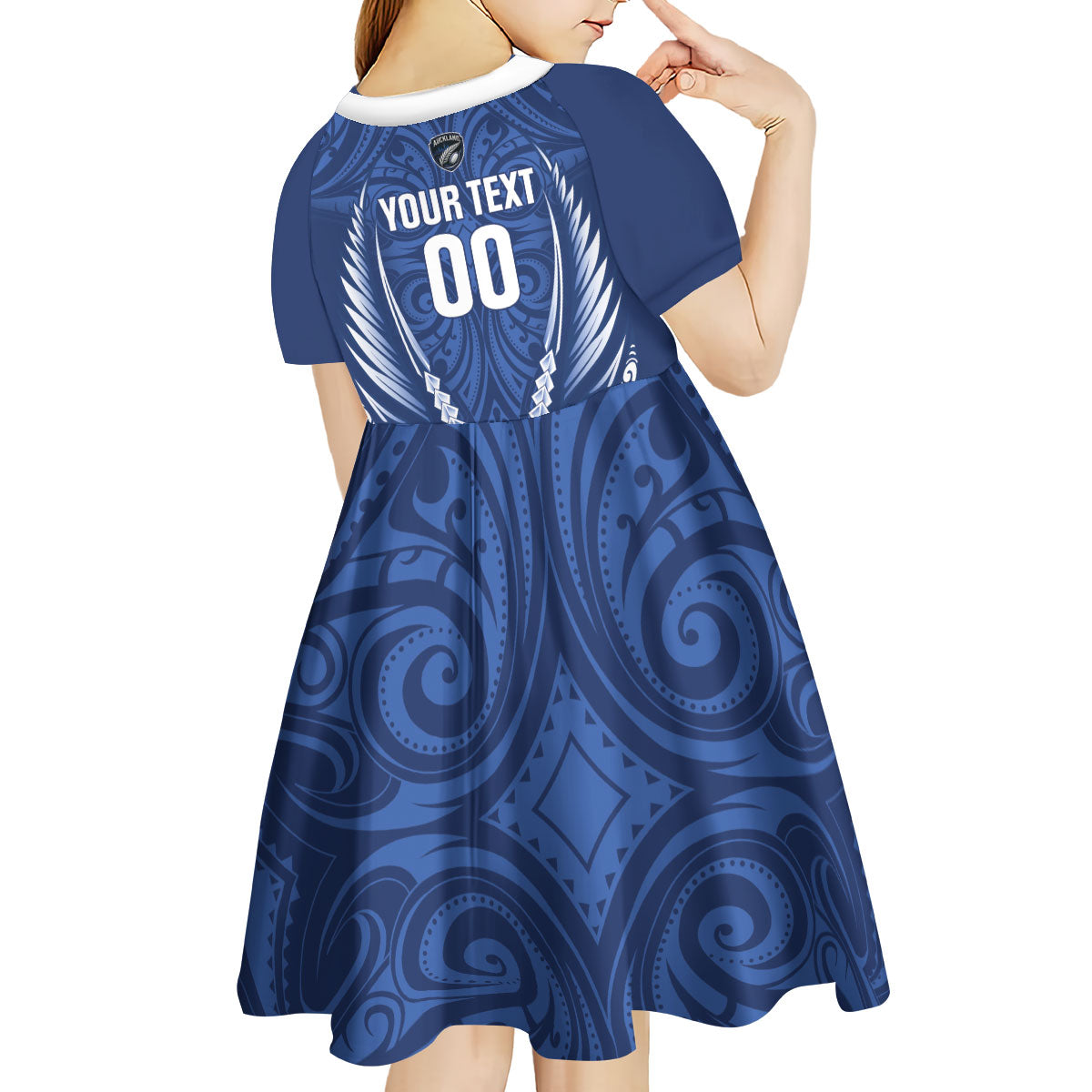 Auckland 2026 Rugby Custom Kid Short Sleeve Dress NZ Maori Silver Fern
