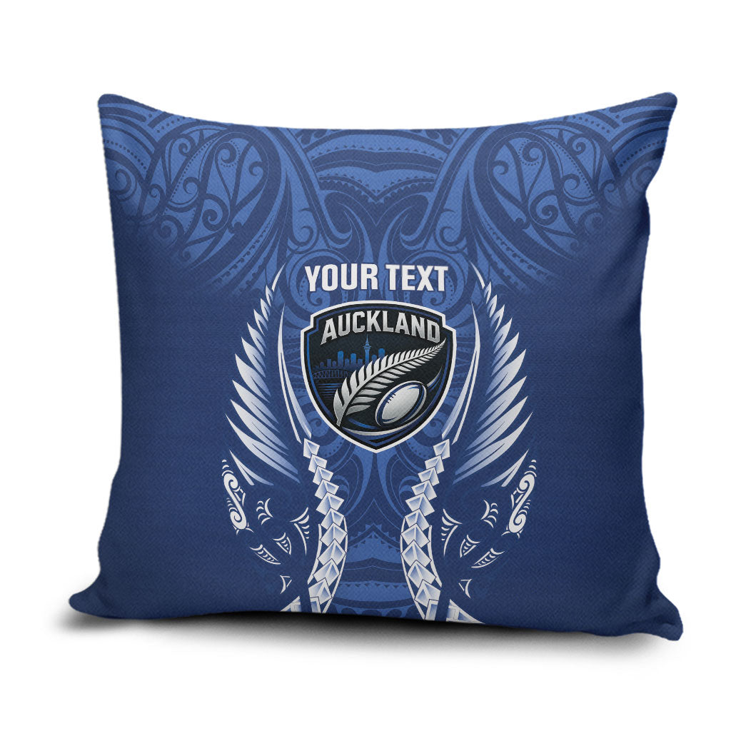Auckland 2026 Rugby Custom Pillow Cover NZ Maori Silver Fern LT14 Blue - Polynesian Pride