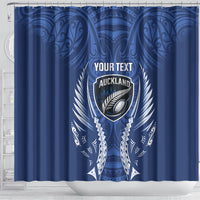 Auckland 2026 Rugby Custom Shower Curtain NZ Maori Silver Fern