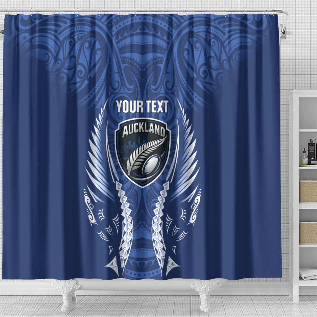 Auckland 2026 Rugby Custom Shower Curtain NZ Maori Silver Fern
