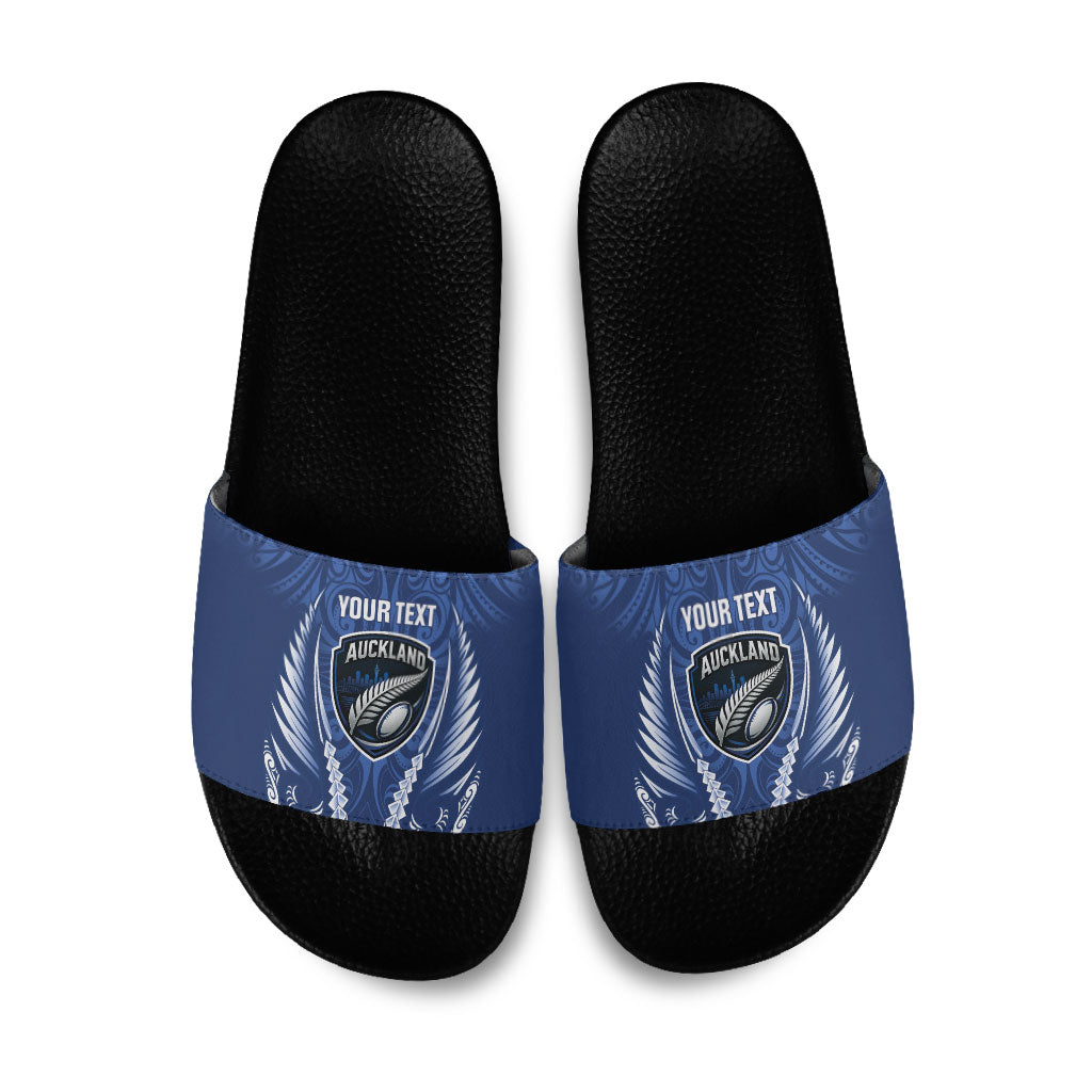 Auckland 2026 Rugby Custom Slide Sandals NZ Maori Silver Fern
