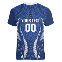 Auckland 2026 Rugby Custom Women V-Neck T-Shirt NZ Maori Silver Fern