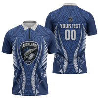 Auckland 2026 Rugby Custom Zipper Polo Shirt NZ Maori Silver Fern