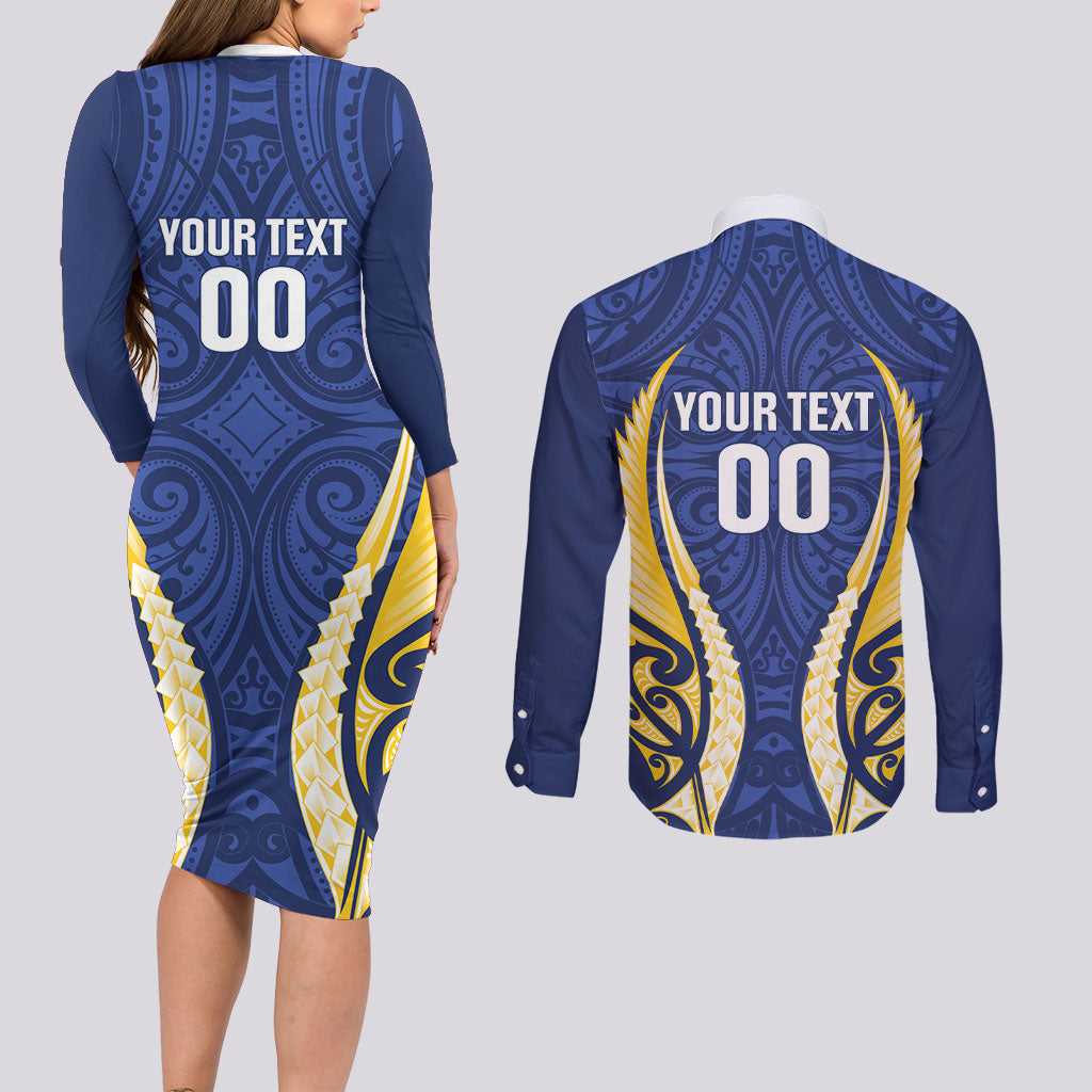 Bay of Plenty 2026 Rugby Custom Couples Matching Long Sleeve Bodycon Dress and Long Sleeve Button Shirt NZ Maori Silver Fern LT14 - Polynesian Pride