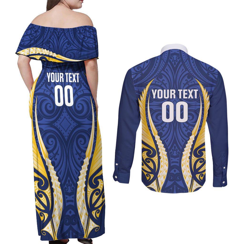 Bay of Plenty 2026 Rugby Custom Couples Matching Off Shoulder Maxi Dress and Long Sleeve Button Shirt NZ Maori Silver Fern LT14 - Polynesian Pride