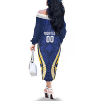 Bay of Plenty 2026 Rugby Custom Family Matching Off The Shoulder Long Sleeve Dress and Hawaiian Shirt NZ Maori Silver Fern LT14 - Polynesian Pride