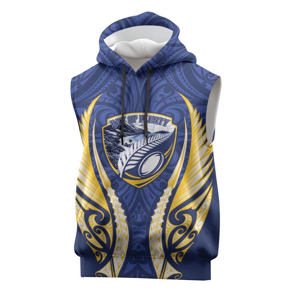 Bay of Plenty 2026 Rugby Custom Sleeveless Hoodie NZ Maori Silver Fern LT14 Blue - Polynesian Pride