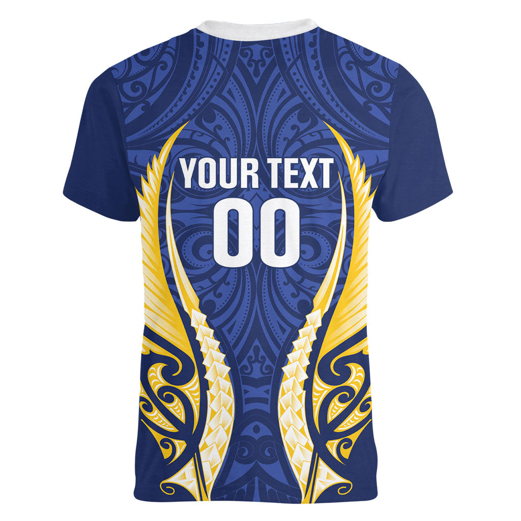 Bay of Plenty 2026 Rugby Custom Women V-Neck T-Shirt NZ Maori Silver Fern LT14 - Polynesian Pride