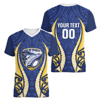 Bay of Plenty 2026 Rugby Custom Women V-Neck T-Shirt NZ Maori Silver Fern LT14 - Polynesian Pride