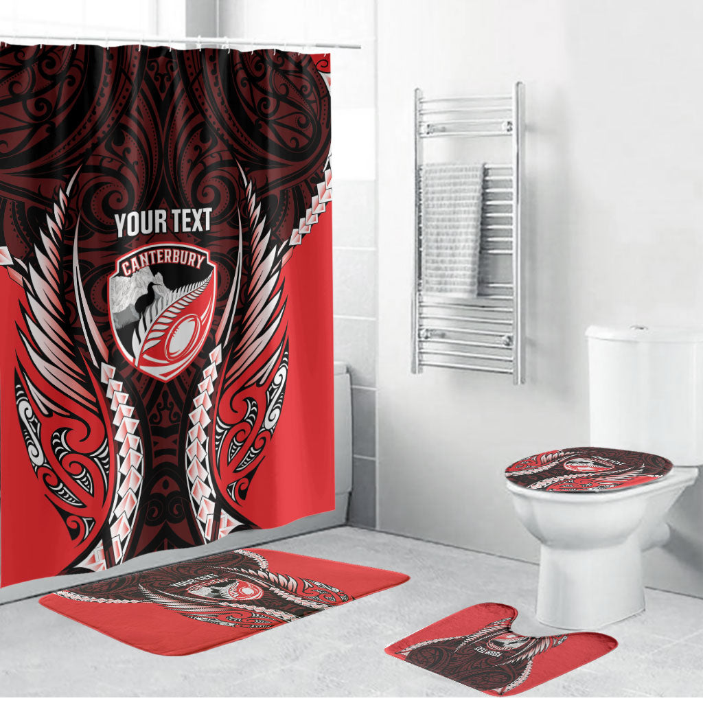 Canterbury 2026 Rugby Custom Bathroom Set NZ Maori Silver Fern LT14 Bathroom Set (4 pcs) Red - Polynesian Pride
